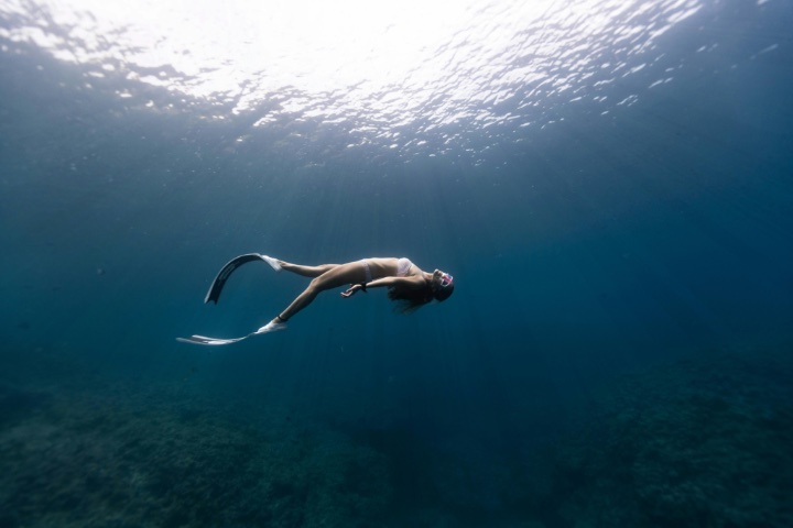 snorkeler upside down